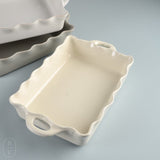 Casafina by Costa Nova RUFFLED LARGE RECTANGLE BAKER Cream