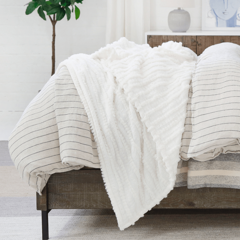 Pom Pom At Home CAMILLE OVERSIZED THROW BLANKET Winter White 60x90