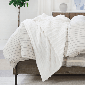 Pom Pom At Home CAMILLE OVERSIZED THROW BLANKET Winter White 60x90