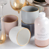 Blush and Bough STONEWARE GOLD RIM STEMLESS CUP