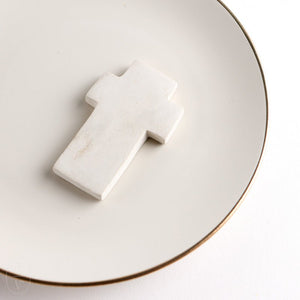 Kalalou HAND CARVED STONE CROSS White