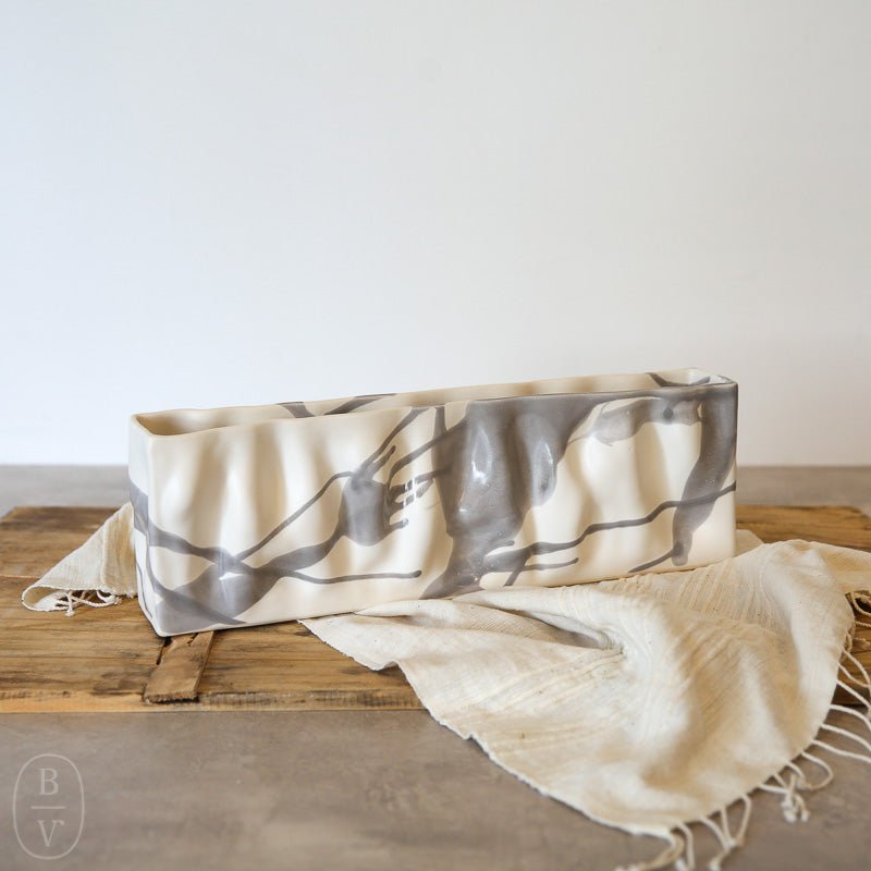 Alex Marshall Studios RECTANGLE RIPPLE VASE Grey Abstract Stripe Short