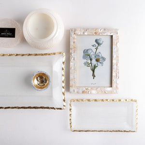 Creative Co-op GOLD DETAIL ROUND CEMENT BOWL