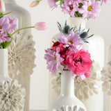 K and K Interiors WHITE CERAMIC CARNATION VASE