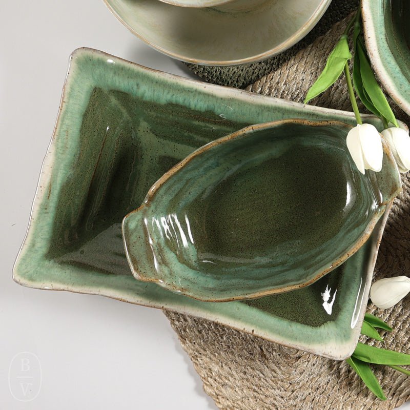 Etta B Pottery CUPBOARD DISH Matcha Leaf
