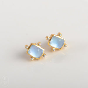 Julie Vos CLARA STUD EARRINGS Iridescent Chalcedony Blue