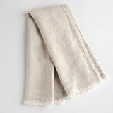 LinenCasa STONEWASHED LINEN HAND TOWEL Light Natural Frayed Edges