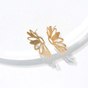 Ink and Alloy HALF FLOWER CUT OUT POST EARRINGS Brass
