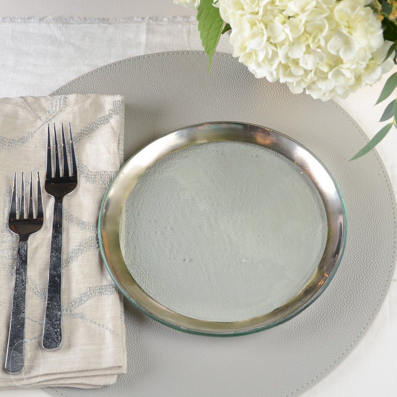 Annieglass ROMAN ANTIQUE SALAD PLATE Platinum 8.75