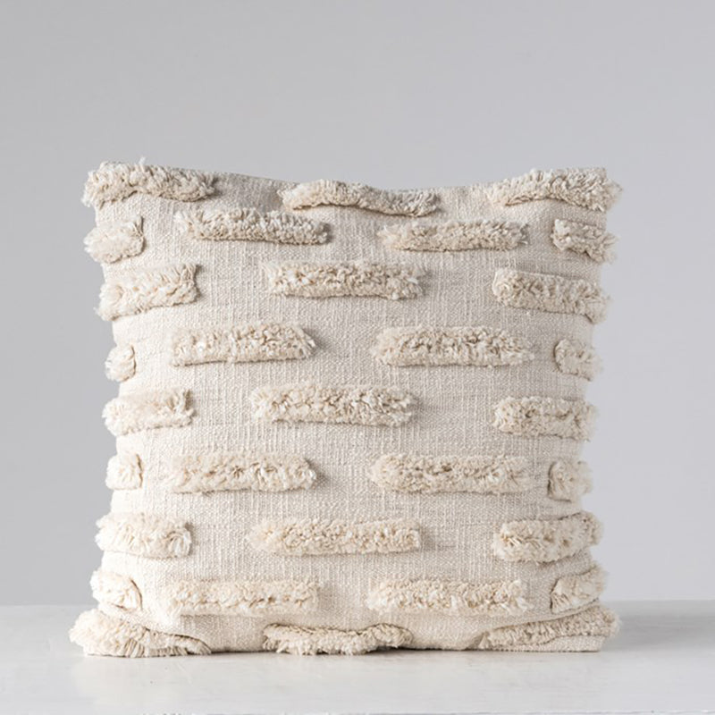 Creative Co-op SQUARE COTTON FRINGE PILLOW Natural