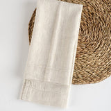 LinenCasa STONEWASHED LINEN HAND TOWEL Light Natural Dot Hemstitch