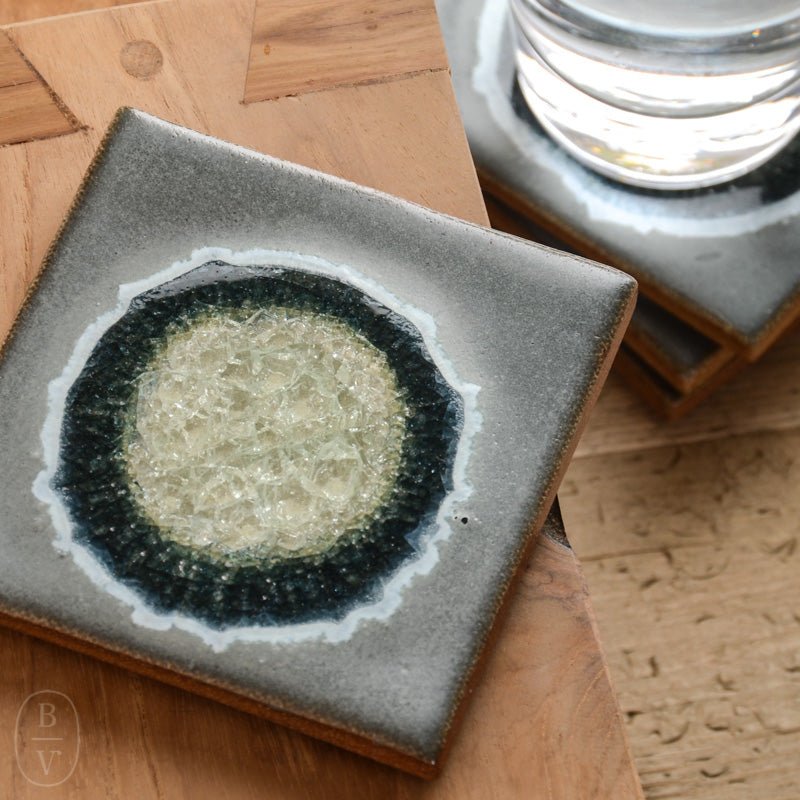 Dock 6 Pottery POTTERY GEODE GLASS COASTER SET OF 4 Grey