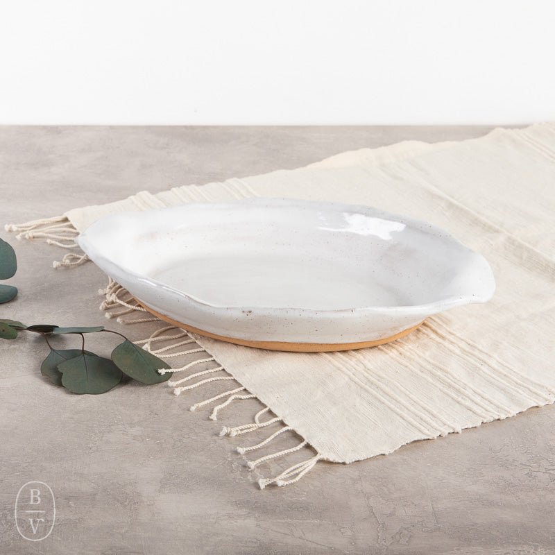 Etta B Pottery OVAL DISH WITH DRAPING HANDLES