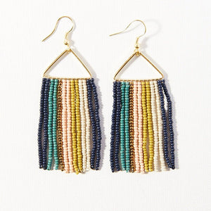 Ink and Alloy TRIANGLE SEED BEAD EARRINGS Teal_Navy Stripe
