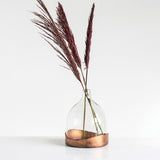 Creative Co-op GLASS CLOCHE ON METAL TRAY Antique Copper