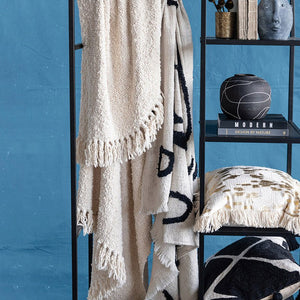Creative Co-op COTTON BLEND FRINGE BOUCLE THROW
