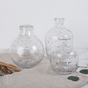 K and K Interiors TEXTURED HAND BLOWN GLASS BOTTLE 8.25" H