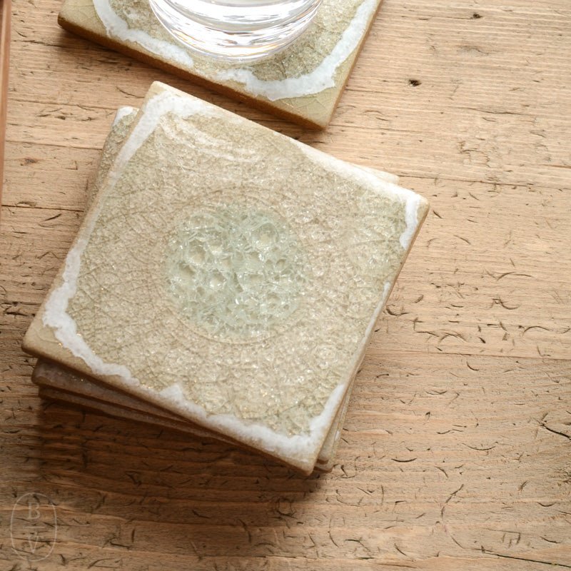 Dock 6 Pottery POTTERY GEODE GLASS COASTER SET OF 4 Sand