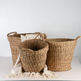 Creative Co-op HANDWOVEN SEAGRASS BASKET WITH HANDLES