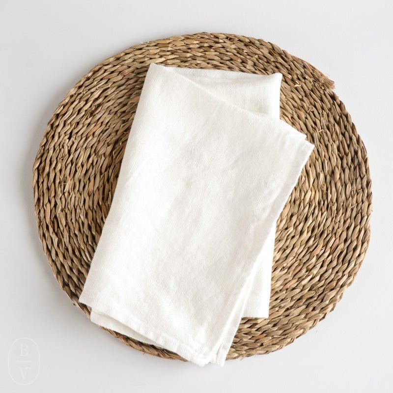 LinenCasa STONEWASHED STRIPES LINEN HAND TOWEL White Stripes