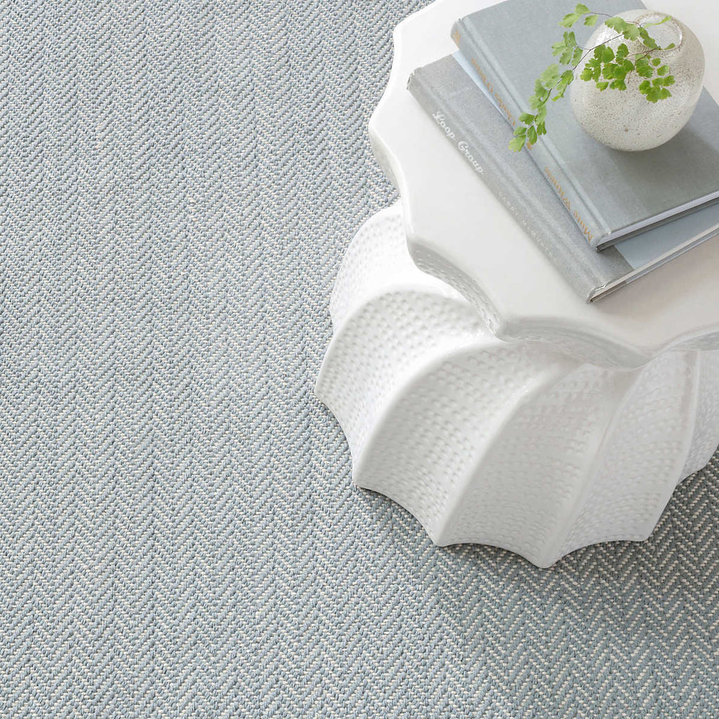 Dash and Albert HERRINGBONE WOVEN COTTON RUG Swedish Blue