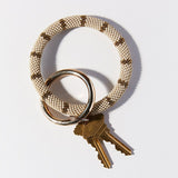 Ink and Alloy CHLOE SEED BEAD KEY RING Ivory_Gold Stripe