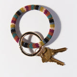 Ink and Alloy CHLOE SEED BEAD KEY RING Muted Stripe