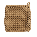 Creative Co-op SQUARE COTTON KNIT POT HOLDER Tan