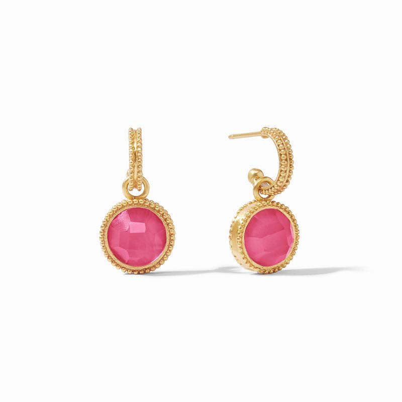Julie Vos FLEUR DE LIS GOLD HOOP AND CHARM EARRINGS