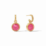 Julie Vos FLEUR DE LIS GOLD HOOP AND CHARM EARRINGS