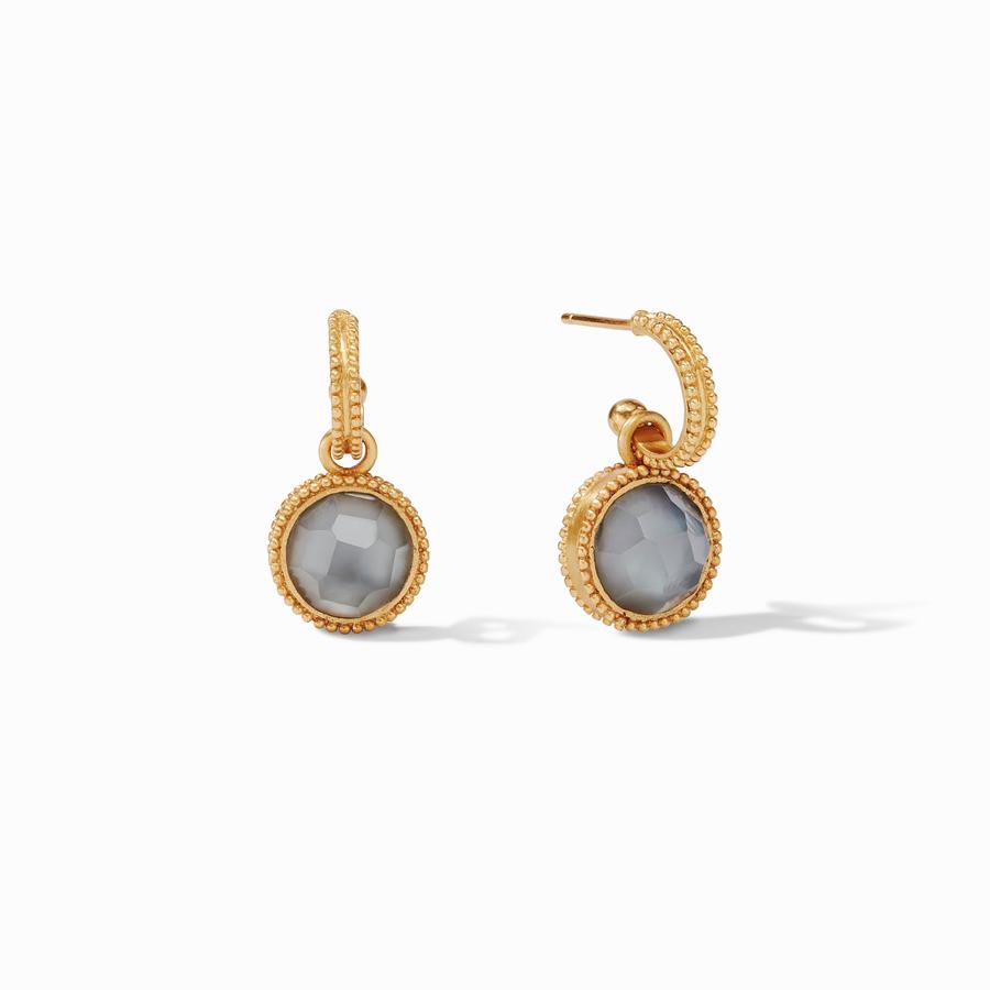 Julie Vos FLEUR DE LIS GOLD HOOP AND CHARM EARRINGS