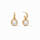 Julie Vos FLEUR DE LIS GOLD HOOP AND CHARM EARRINGS Shell Pearl