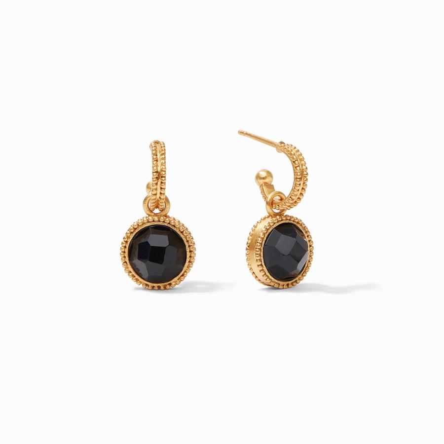 Julie Vos FLEUR DE LIS GOLD HOOP AND CHARM EARRINGS