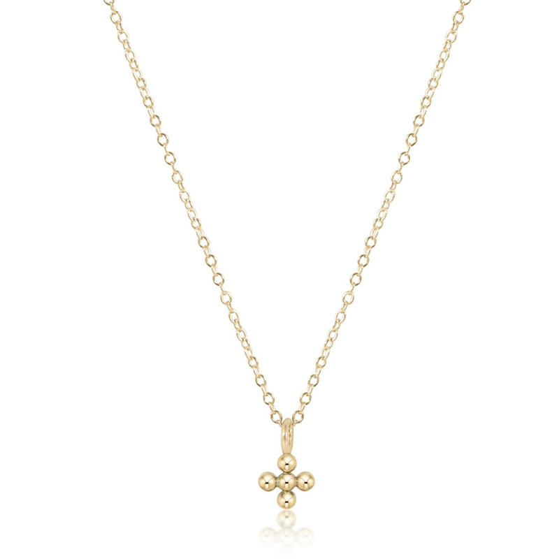 eNewton Design CHARM NECKLACE Gold 16 Beaded Cross 2mm