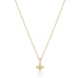 eNewton Design CHARM NECKLACE Gold 16 Beaded Cross 2mm