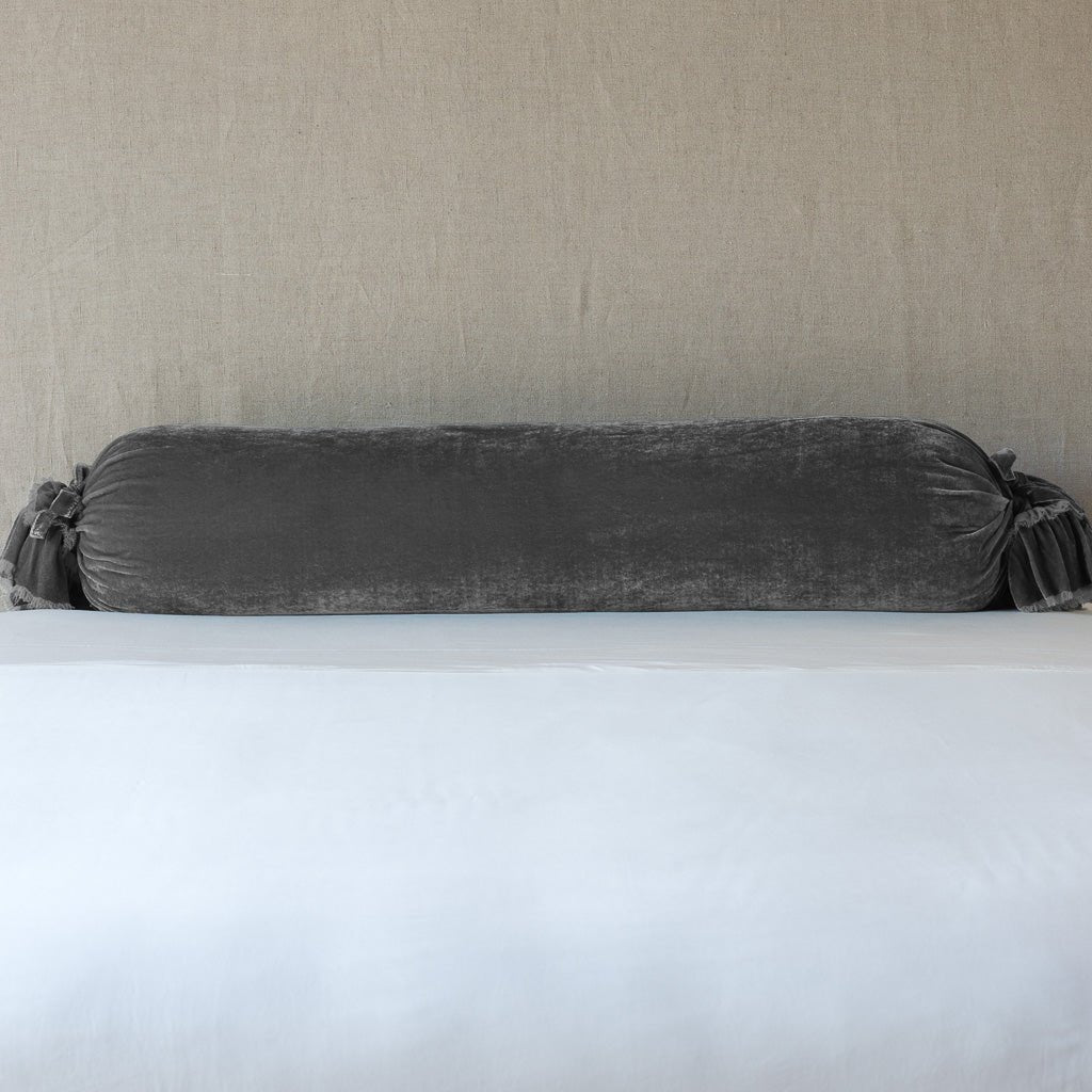 Bella Notte Linens LOULAH THROW PILLOW Fog 9x39_Bolster