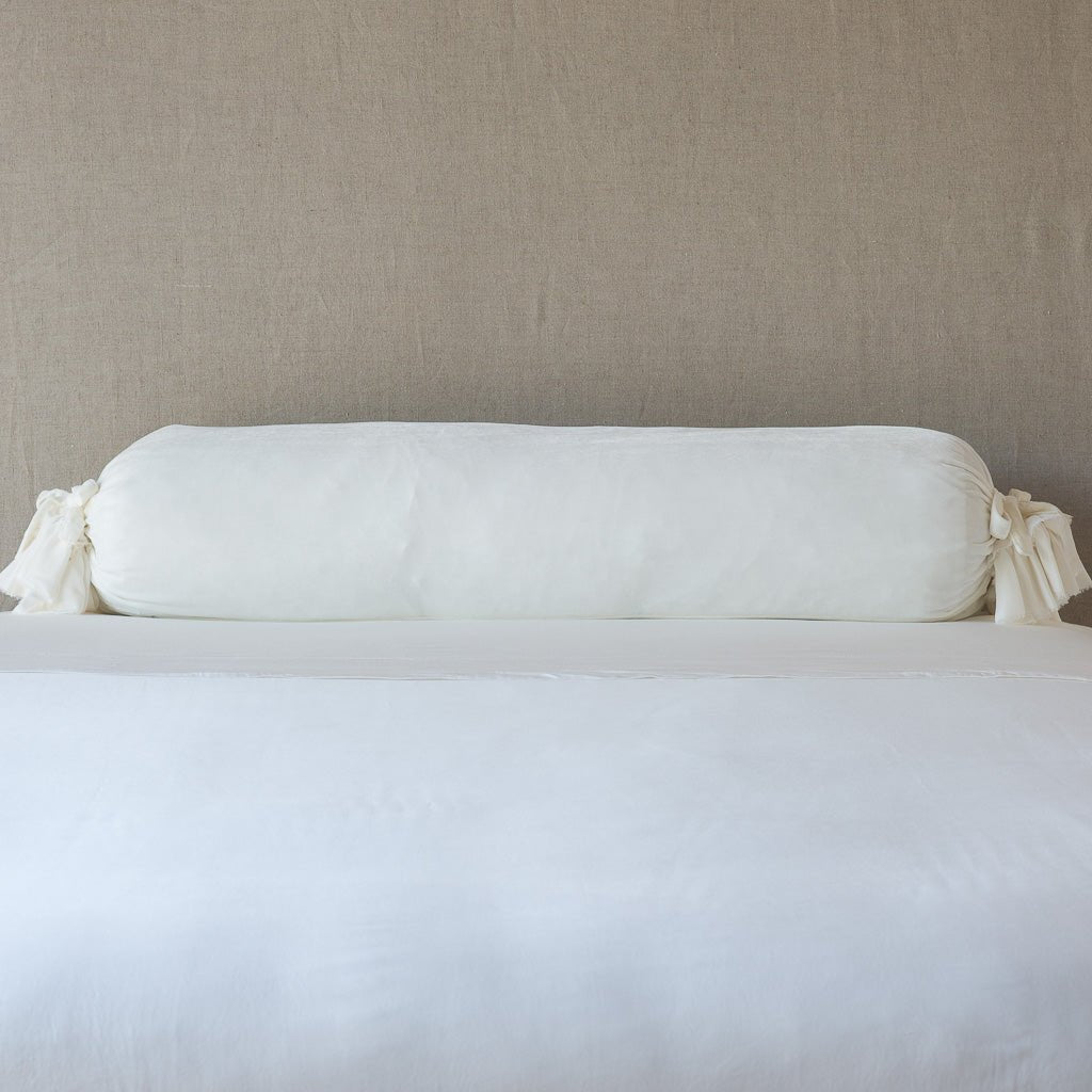 Bella Notte Linens LOULAH THROW PILLOW Winter White 9x39_Bolster