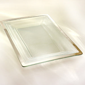 Annieglass ROMAN ANTIQUE BUFFET SERVER Platinum 18.75 x 12.25