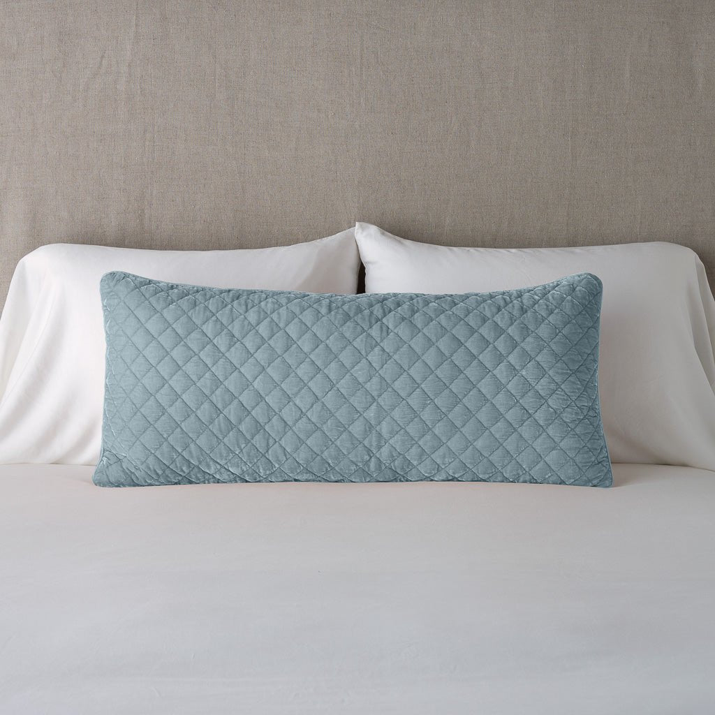 Bella Notte Linens SILK VELVET QUILTED THROW PILLOW Cloud 16x36
