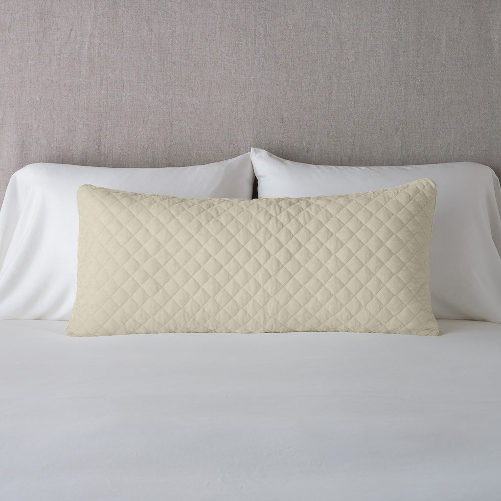 Bella Notte Linens SILK VELVET QUILTED THROW PILLOW Parchment 16x36