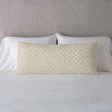 Bella Notte Linens SILK VELVET QUILTED THROW PILLOW Parchment 16x36