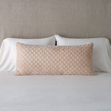 Bella Notte Linens SILK VELVET QUILTED THROW PILLOW Pearl 16x36