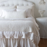 Bella Notte Linens SILK VELVET QUILTED THROW PILLOW Winter White