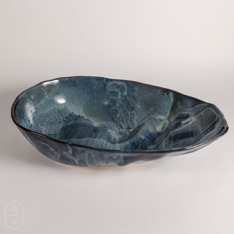 Alex Marshall Studios OVAL RIPPLE BOWL Blue Gray Large