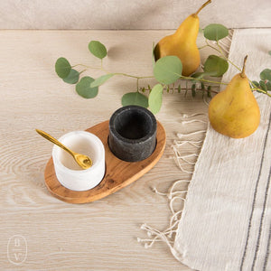 Creative Co-op MARBLE BOWL MANGO WOOD TRAY