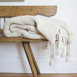Pom Pom At Home TRESTLES OVERSIZED THROW BLANKET Antique White 60x90