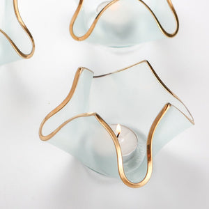 Annieglass HANDKERCHIEF VOTIVE Gold Trim