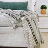 Pom Pom At Home JAGGER OVERSIZED THROW BLANKET Ivory_Moss 60x90