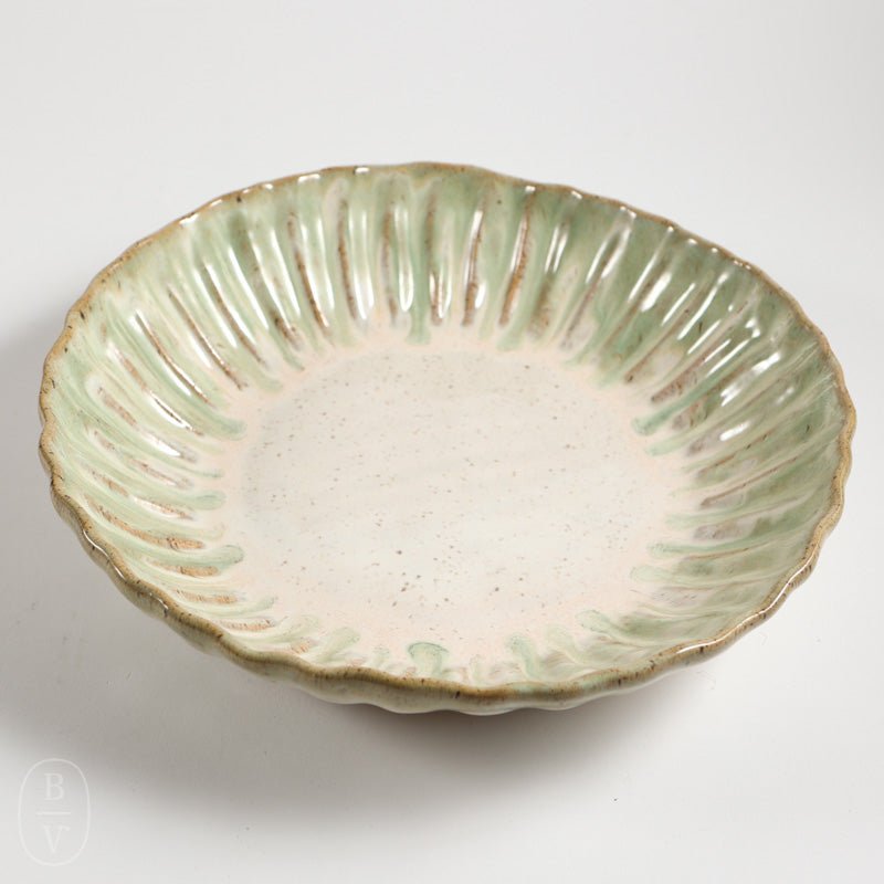 Etta B Pottery CRIMPED SERVING BOWL Matcha Latte