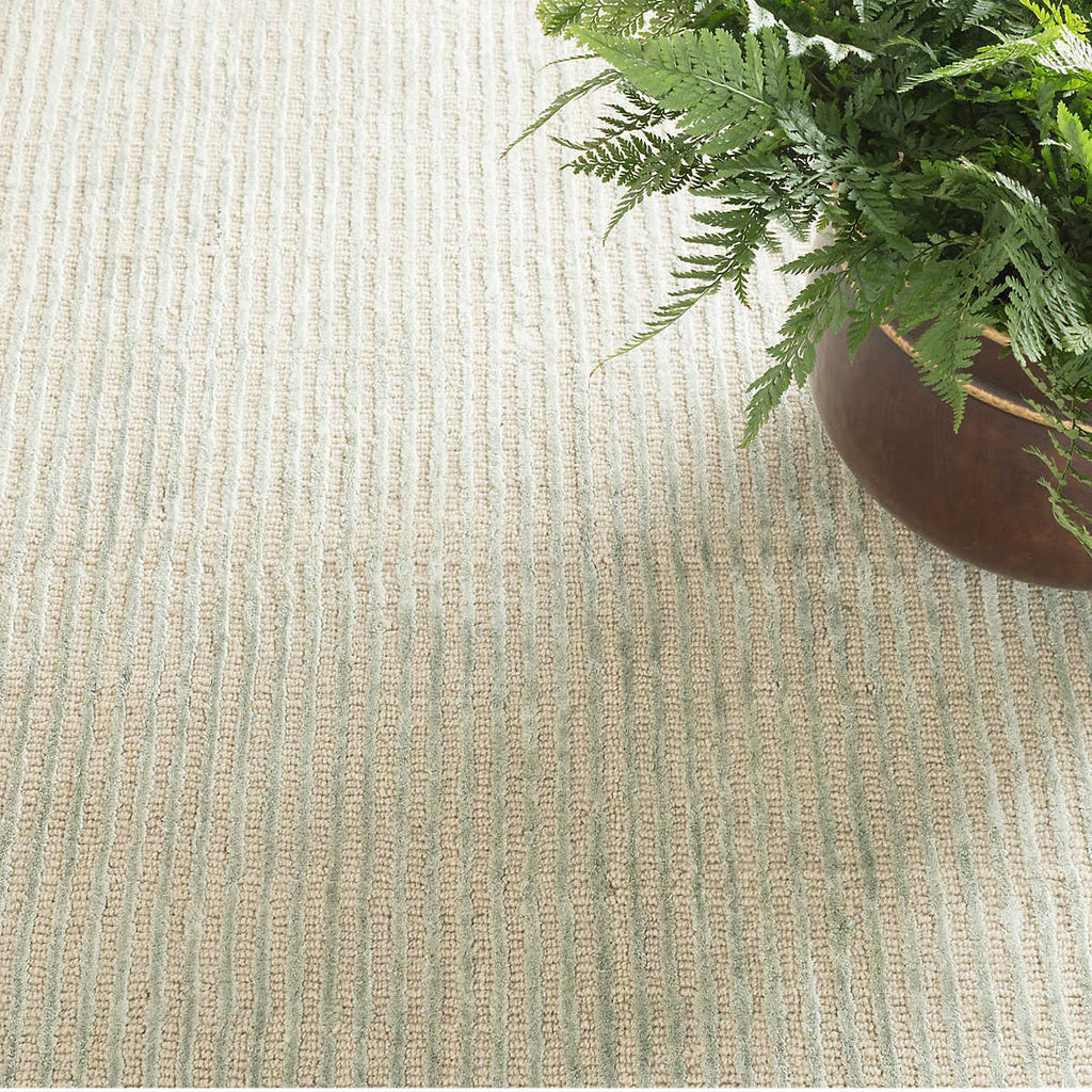 Dash and Albert CUT STRIPE HAND KNOTTED WOOL RUG Ocean